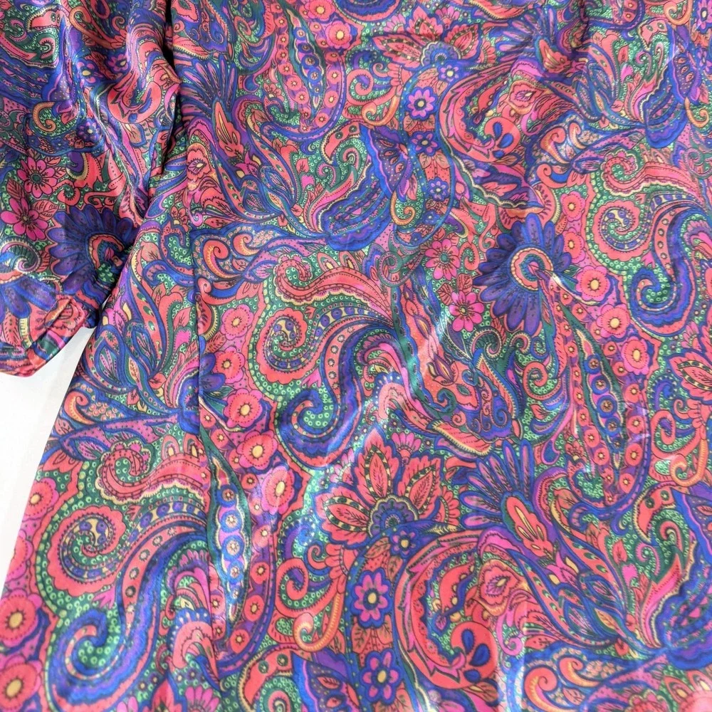 VTG‎ Gold Label Victoria's Secret Robe Womens Small Multicolor Paisley Satin